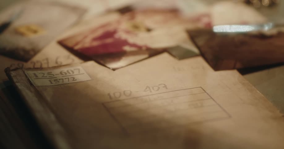 Old files and papers on table