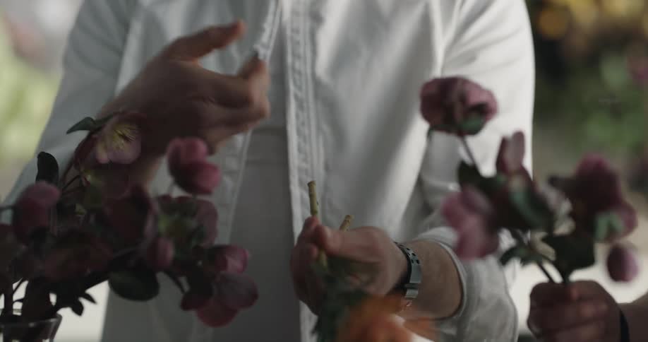 A florist making a bouquet