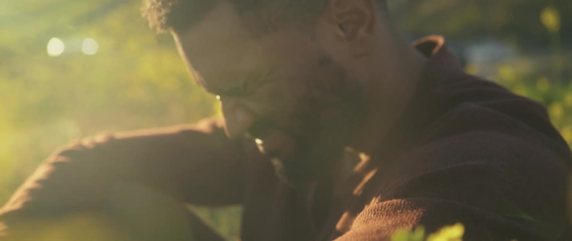 A man relaxing outdoors