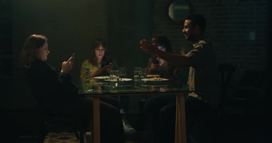 Friends are having dinner together