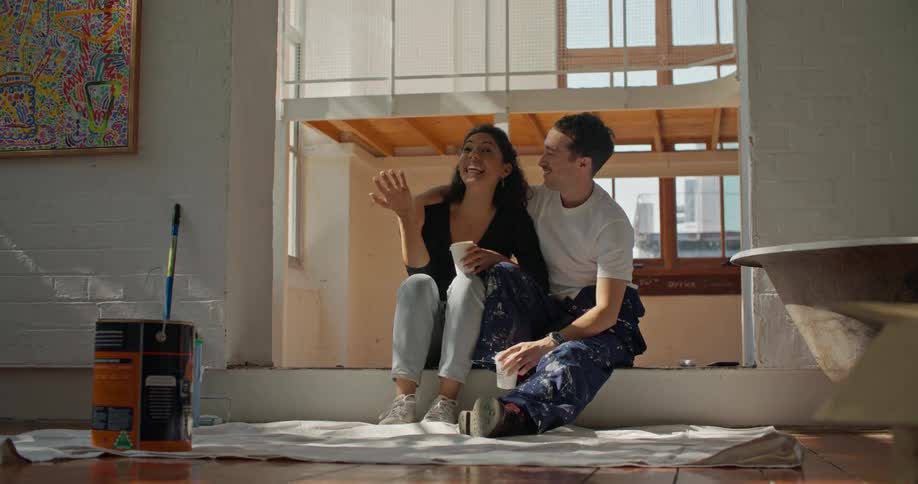 A view of a man and woman in a room