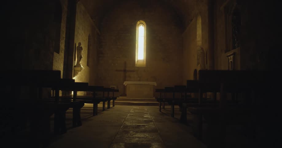 The church is dark