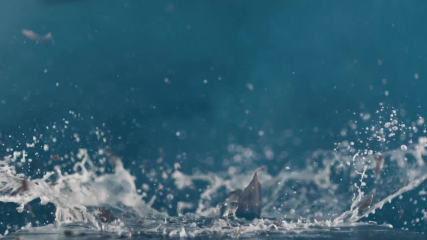 A glass bottle sits on a table as a crowbar smashes it and liquid splashes and flies