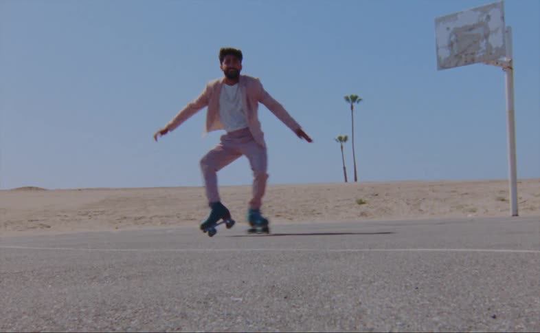 A man dancing on skates outdoors