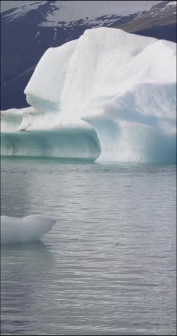 Snow and ice floating on water in the wilderness
