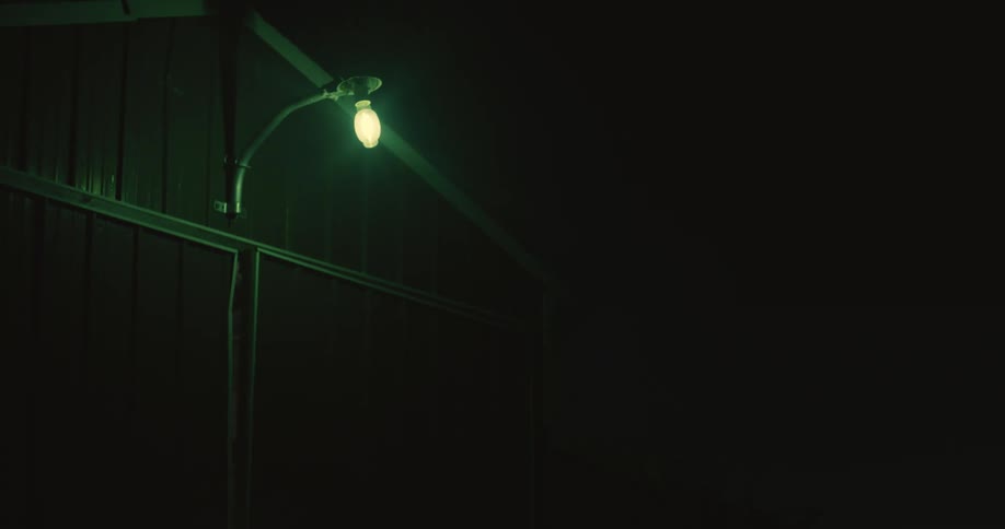 A house that is outside in the night time