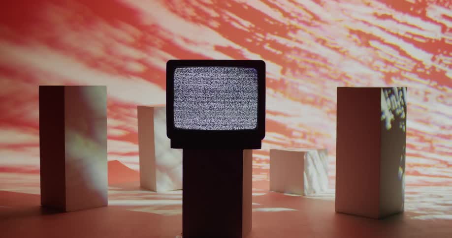 Lights flash around the television screen