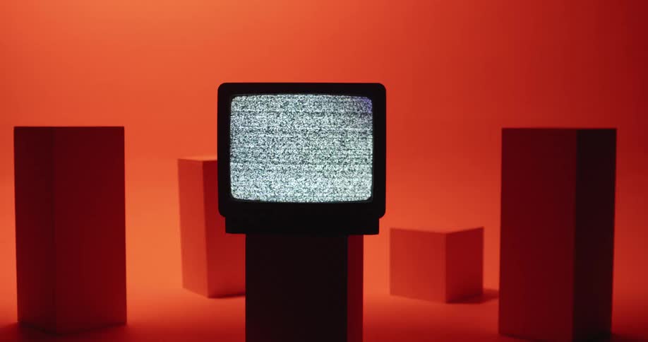 The television is flickering in the art display
