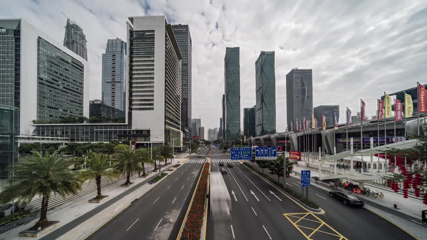 Traffic runs through the city