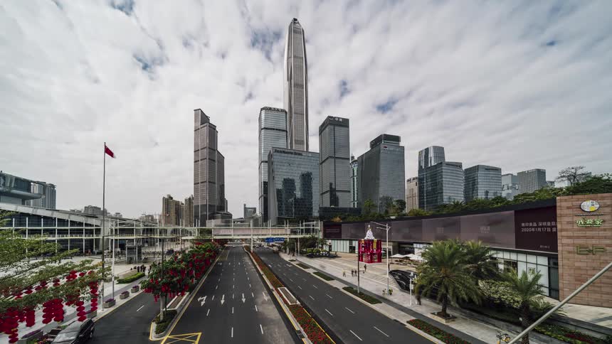 City traffic and people navigating around during the day