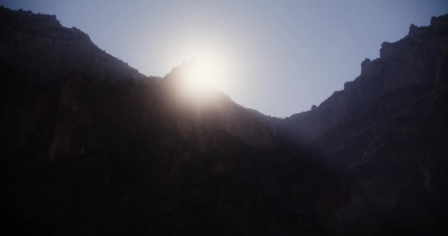The sun is shining into the cave