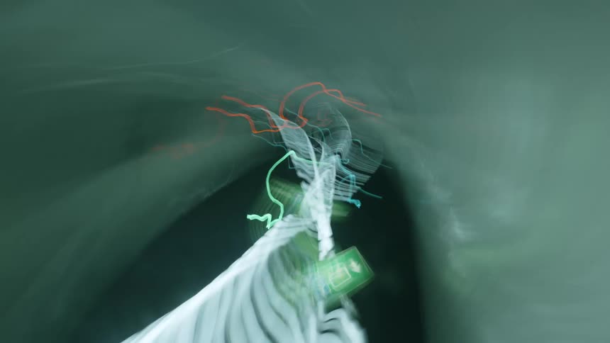 Lights twisting and flashing in a blur