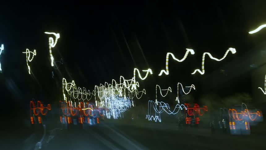 Vehicles move fast at night