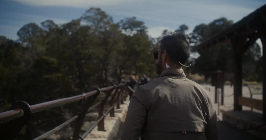 A man walking outdoors