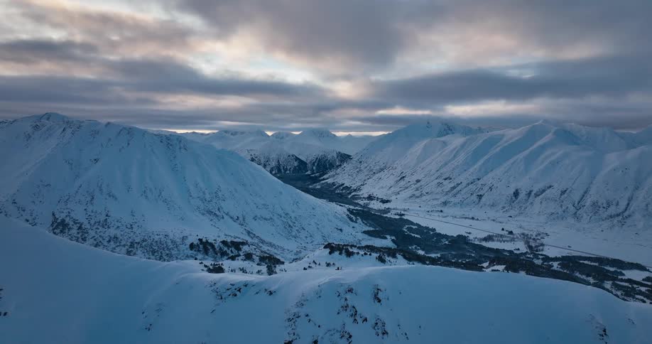 A snow covered mountain range
