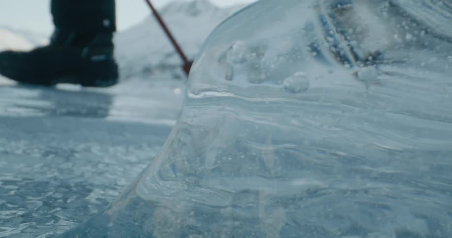 A person walking on ice