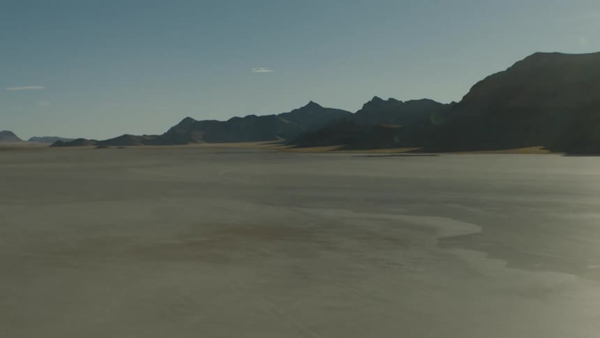 Aerial view of desert and mountains
