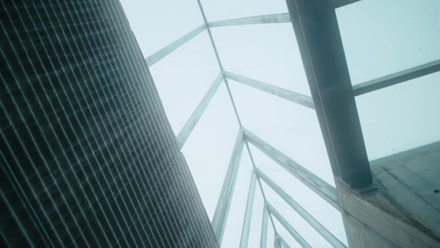 A skylight connects two skyscrapers together