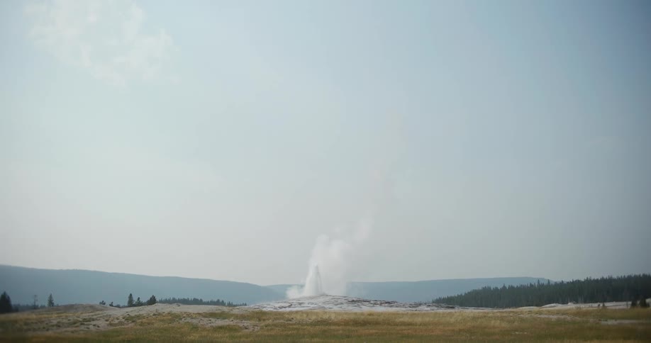 Steam rises from the ground ahead