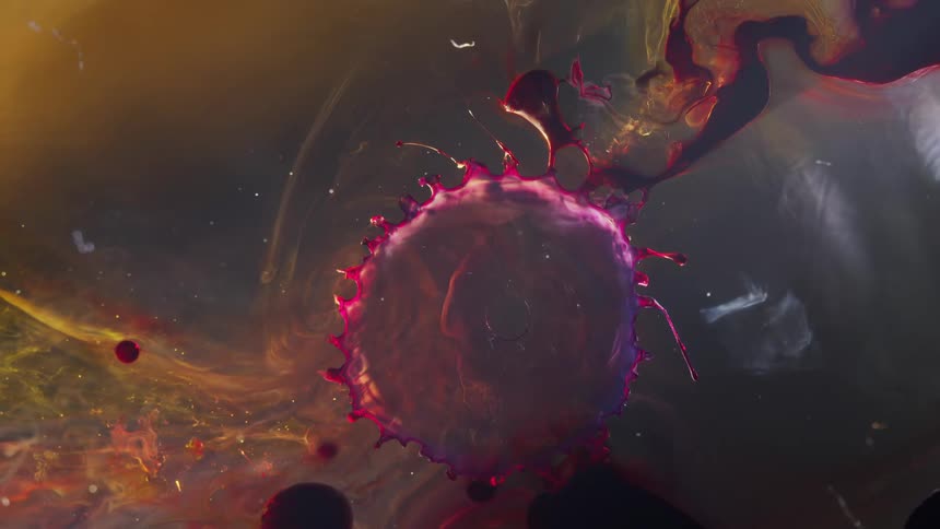Different fluids come together to create texture and colors