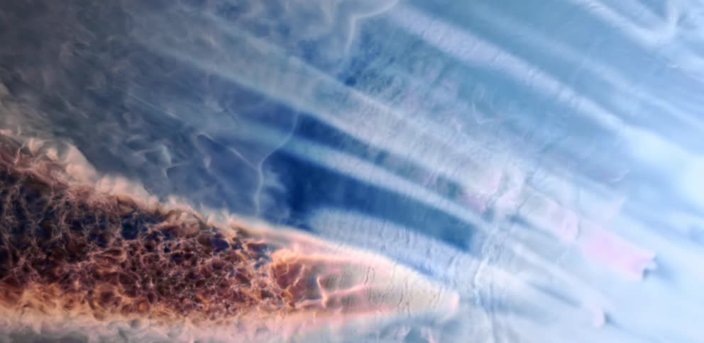 The waves move and mix