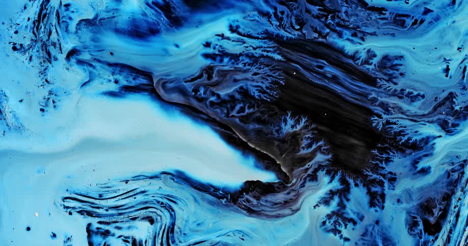 Flowing blue and black liquid