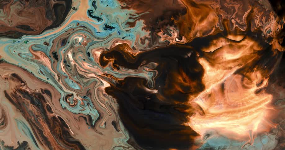 Flowing blue and brown liquid