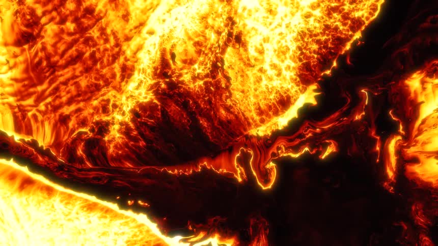 Liquid like molten lava moves and changes shape