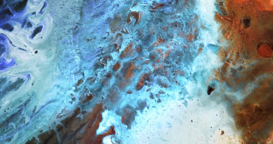 Flowing blue and orange liquid