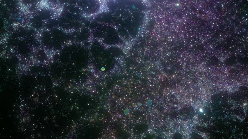 The small balls of light move around