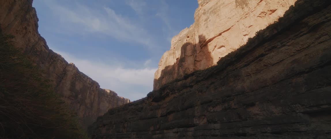 A view from inside of a canyon