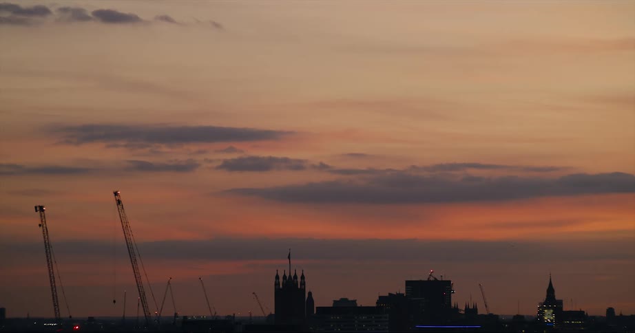 The sun is setting on the city