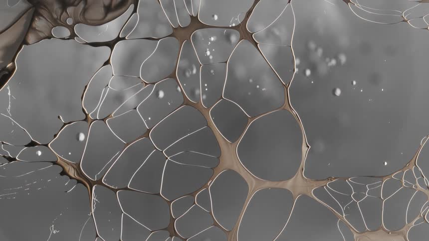 Abstract shapes and liquids are forming together