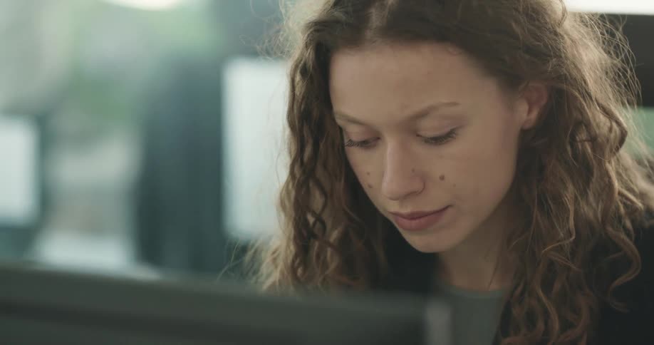 A woman is working in the office