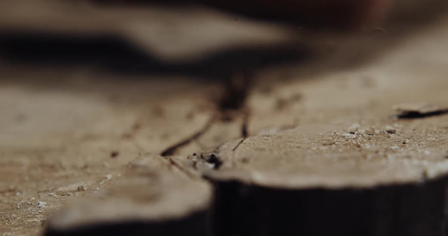 Artisan craftsman carving a piece of wood using a chisel