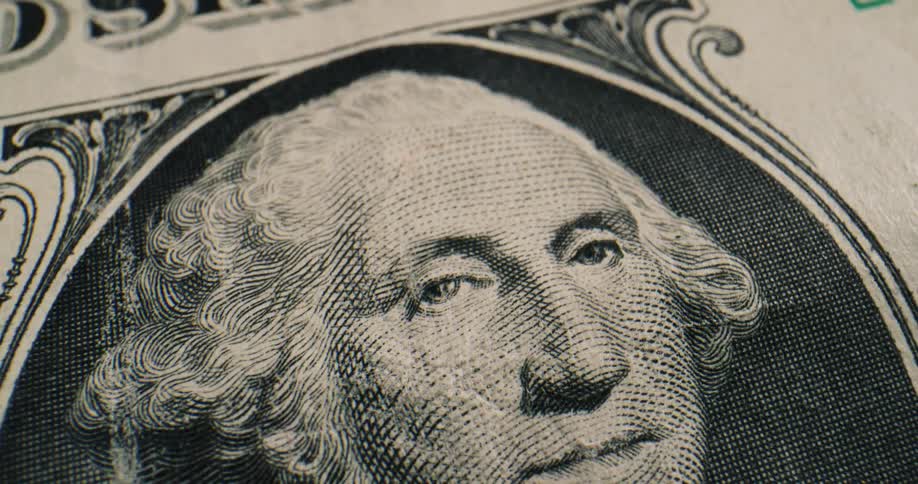 Close up view of a us dollar is displayed