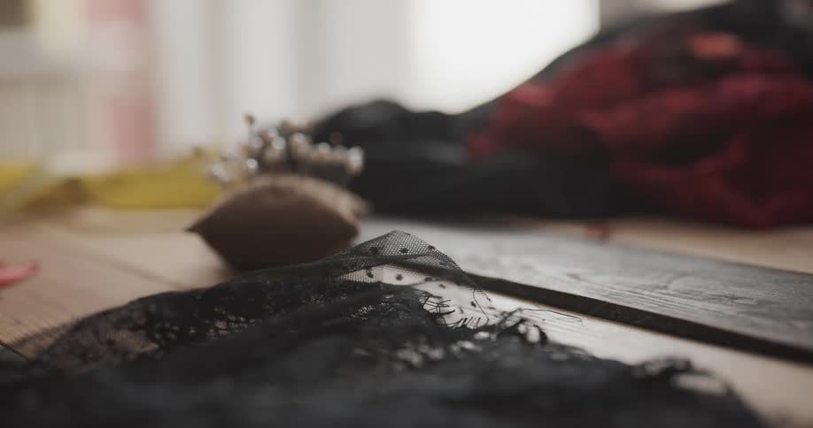 A tailor cuts fabric