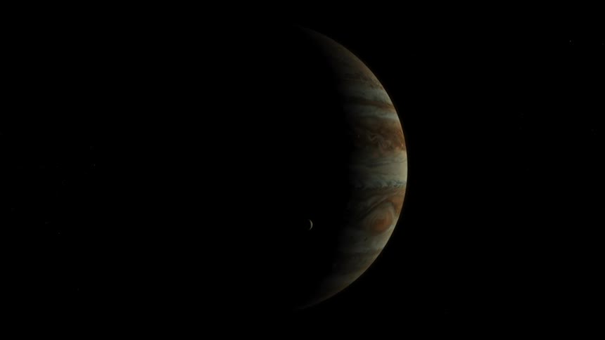 A planet in the solar system is displayed at night