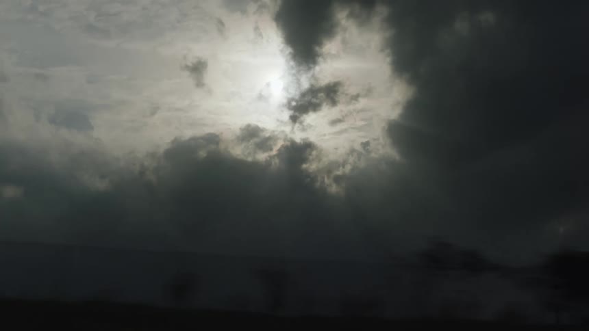 The heavy clouds cover the sky