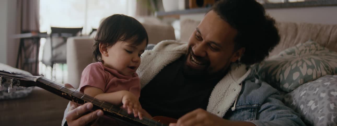 A father and son relaxing