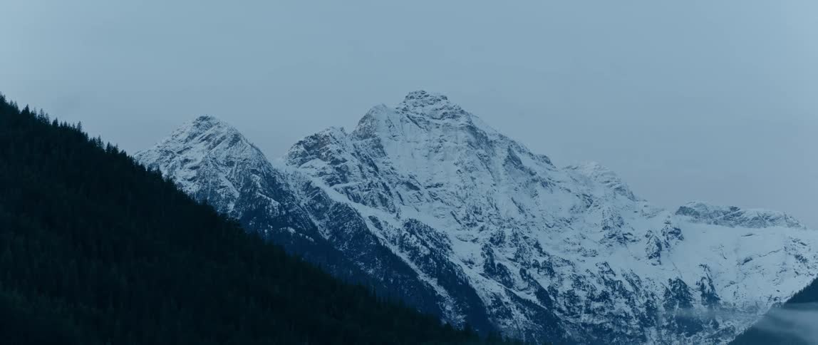 Jagged snow covered peaks