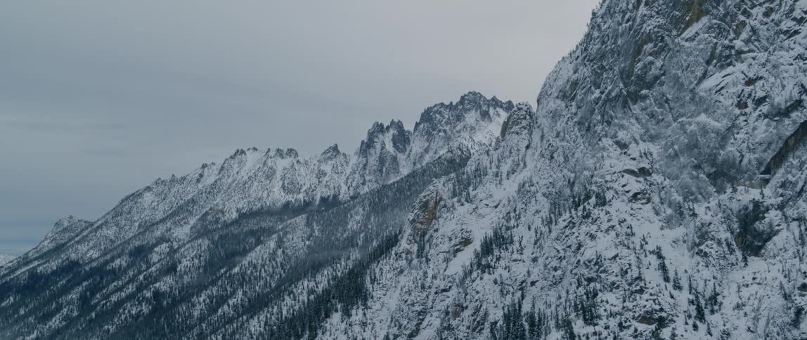 Snow covered mountain peaks