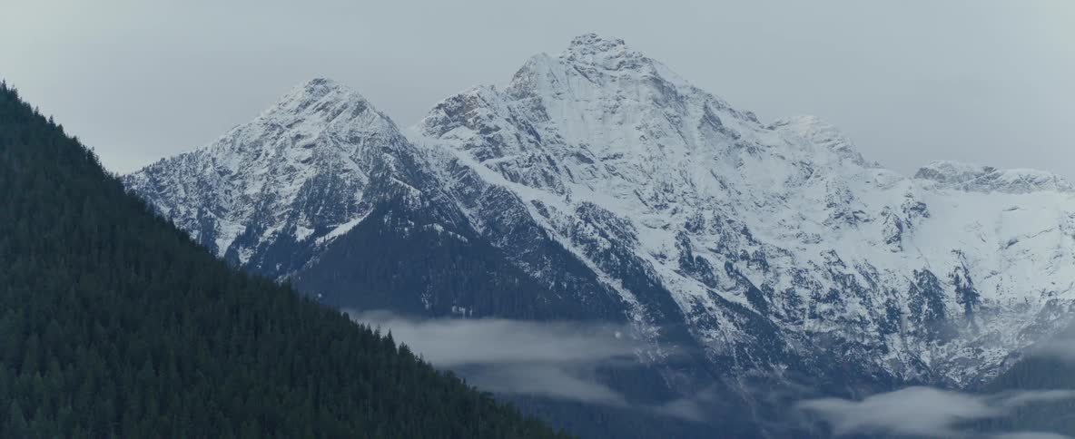 Snow covered mountain peaks