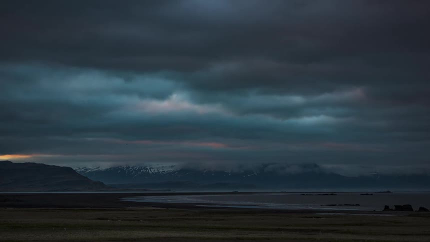 Dark clouds move over the coast