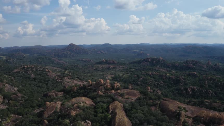 Aerial view of a landscape is displayed during the spring