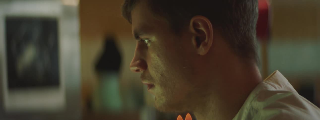 A man is looking at something