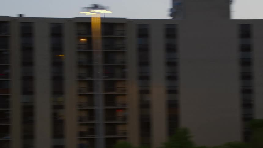 A view of the Chicago city skyline in the evening