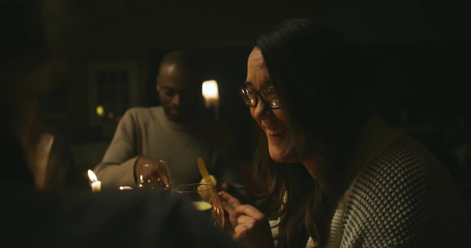 A family enjoys dinner together