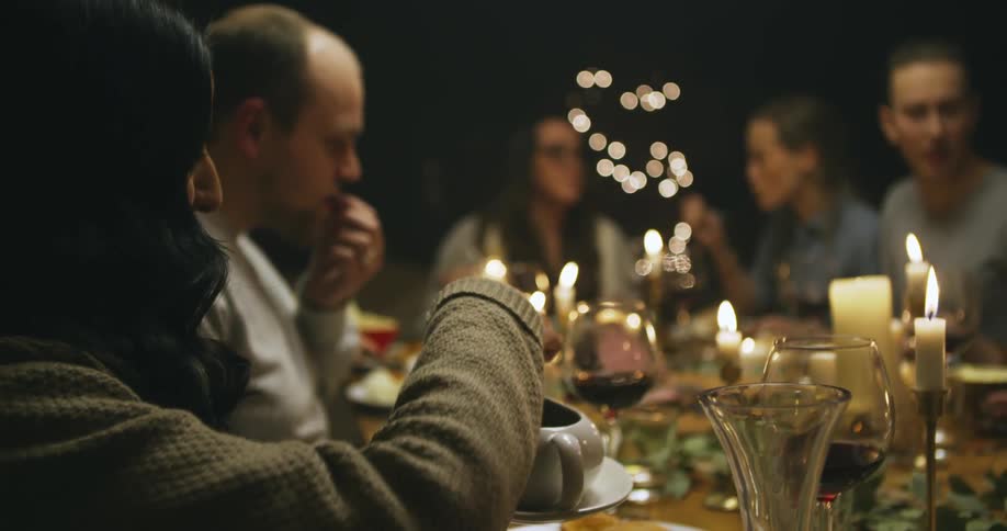 People eating a holiday meal