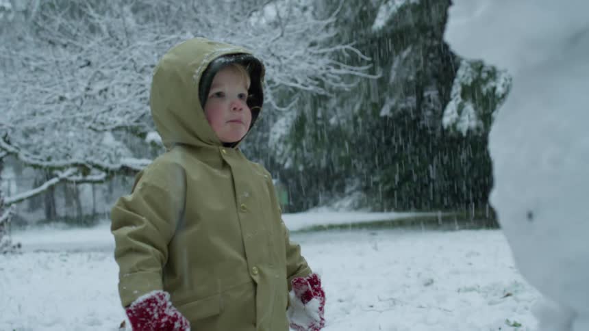 A child playing around in the snow